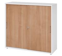 BETA 1753S | Armoire à portes coulissantes | 3 HC - Blanc/Noyer Poignée en métal
