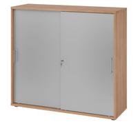 BETA 1753S | Armoire à portes coulissantes | 3 HC - Noyer/Argent Poignée en métal