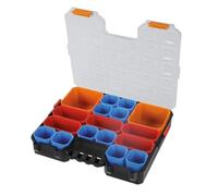 BETA 2080/V17 - Coffret de rangement avec 17 plateaux amovibles pour petites pièces, couvercle anti-déversement robuste et dimensions 310x255 mm