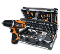 Beta BW 2056E 12V/19P - Mallette en Plastique avec Assortiment de 147 Outils pour Maintenance Générale, inclus Perceuse-Visseuse 12V