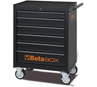 BETA C04BOX Chariot à Outils avec Roues de 125 mm : 2 Fixes et 2 pivotantes (Deux avec Frein), 6 tiroirs Amovibles avec Rail télescopique à Bille et Tapis en Caoutchouc Mousse
