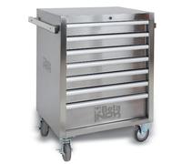 Beta C04TSS/7 - Servante mobile d'atelier à 7 tiroirs complètement en acier inoxydable