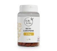 Bêta-Carotène 90 Capsules - Peau & Préparation Solaire - Antioxydants & Éclat du Teint - Provitamine A Naturelle - Avec Vitamine E - 100% Végétal - Fabriqué en France - Belle & Bio
