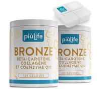 Beta Carotene Complément Alimentaire Bronzage PiùLife - 240 Gélules | Avec Antioxydants, Lycopène, Acide Hyaluronique et Melanine, Accelerateur De Bronzage, Preparation Peau Soleil Naturel