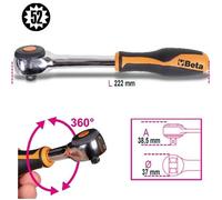 BETA Cliquet 3/8'' 52 dents manche tournant 910/58 - 9100884