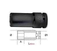 BETA Douille à choc longue - 720L - x 1 - 80 mm - 1/2'' - 18 mm - 6 pans
