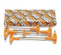 Beta 96TBP/S6 - Jeu de clés mâles 6 pans coudées à tête sphérique et à poignée en T chromées