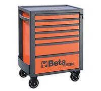 Beta RSC24/7-O Porte complète d'atelier avec 7 tiroirs et 4 Roues, diamètre 125 mm, Commode à Outils Personnalisable avec Accessoires intégrés, Disponible en 7 Couleurs, Orange/Gris, 7 cassetti