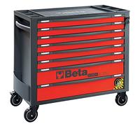 Beta RSC24Axl/8-R Commode à outils 8 tiroirs avec système anti-basculement, modèle long de 882 x 367 mm à extraction totale, montés sur rails télescopiques à boule, rouge, 024004283