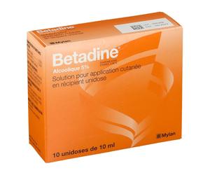 Bétadine - Alcoolique 5% Solution pour application cutanée en récipient unidose Voie Unidoses 10x10ml Pipette(S) Unidose(S) 10x10 ml
