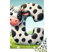 Bétail 1000 Morceaux Papier Écologique Lettre du bœuf C Casse-tête Amateurs Puzzle Niveau Difficulté Équilibré Facile Nettoyer Divertissement Weekend 52x38cm/1000pcs
