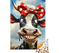 Bétail 1000 Morceaux Papier Écologique Vache avec Une Grande Guirlande Rouge Casse-tête Amateurs Puzzle Entraînement Cérébral Niveau Difficulté Équilibré Divertissement 70x50cm/1000pcs