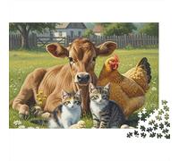 Bétail 1000 Pièces Compagnons de Ferme Puzzle Adulte Papier Recy nti-Stress Détente pour Adolescents 14+ Facile À Assembler sans Reflets 70x50cm/1000pcs