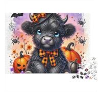 Bétail 1000 Pièces La Vache sorcière d'halloween Puzzle Adulte Carton sans Odeur Anti-Stress Stimuler l'esprit pour Couples Livraison Rapide Édition Limitée 38x26cm/1000pcs