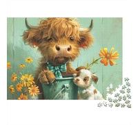Bétail 1000 Pièces Vache et Chiot Amis Puzzle pour Adultes Qualité Premium Anti-Stress Stimuler l'esprit pour Débutants pour Collectionner 38x26cm/1000pcs