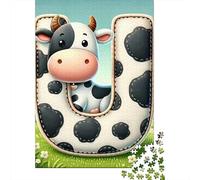 Bétail Puzzle À 1000 Morceaux Papier Épais Lettre de Vache U Puzzle Familial Familles 8 Ans+ Passionnés Casse-tête Heures Divertissement Garanties 52x38cm/1000pcs