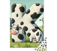 Bétail Puzzle À 1000 Morceaux Papier Épais Lettre du bœuf K Puzzle Familial Passionnés Casse-tête Parents-Enfants Compatible Plateau Loisirs Maison 52x38cm/1000pcs