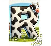 Bétail Puzzle À 1000 Morceaux Papier Épais Lettre R du Bœuf Puzzle Familial Passionnés De Casse-tête Activité Lien Familial Heures Divertissement Garanties 52x38cm/1000pcs