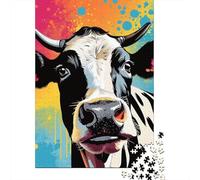 Bétail Set De 1000 Pièces Papier Recyclé Pop Art Cow Puzzle Adulte Amateurs Puzzle Adultes Activité Lien Familial Casse-tête Engageant Loisirs Maison 70x50cm/1000pcs