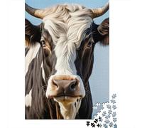 Bétail Set De 1000 Pièces Papier Recyclé Vache Holstein Portrait Puzzle Adulte Facile À Ranger Casse-tête Engageant Activité Lien Familial Heures Divertissement 52x38cm/1000pcs