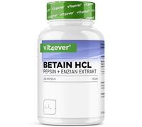 Betaine HCL - 240 gélules avec 695 mg - Avec pepsine & gentiane amère - Enzymes digestives à spectre complet - Haute dose