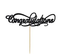 Betalala Décoration de gâteau de félicitations, décorations de fête de remise de diplôme 2021, anniversaire de mariage, départ à la retraite, décorations de fête de grossesse, paillettes noires.