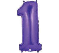 Betallic - Ballon scintillant avec chiffres "Megaloon 1" - Film SG25704 (taille unique) (Violet)