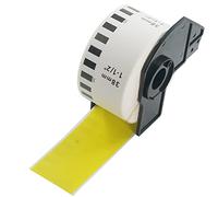 BETCKEY - 1 DK-22225 Rouleau de Papier Continu Compatible avec Brother, 38mm x 30.48m, 1 Étiquettes Couleur Jaune pour Imprimantes d'Étiquettes QL Brother