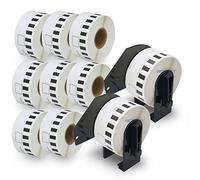 BETCKEY - 10 DK-22211 Rouleau de Film Résistant Continu Compatible avec Brother, 29mm x 15.24m, 10 Étiquettes pour Imprimantes d'Étiquettes QL Brother (2 Fixateurs Réutilisables)