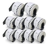 BETCKEY - 10 DK-22223 Rouleau de Papier Continu Compatible avec Brother, 50mm x 30.48m, 10 Étiquettes pour Imprimantes d'Étiquettes QL Brother
