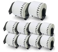 BETCKEY - 10 Rouleaux DK-22205 Rouleau de Papier Continu Compatible avec Brother, 62mm x 30.48m, 10 Étiquettes pour Imprimantes d'Étiquettes QL Brother