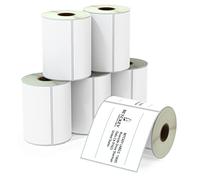 BETCKEY - 102mm x 102mm(4 in x 4 in) Perforées Étiquettes Thermiques pour Expédition et Carrées de Grande Taille Compatible avec les imprimantes Zebra et autres [6 Rouleaux/2100 Étiquettes]