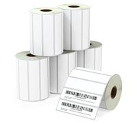 BETCKEY - 102mm x 25mm(4 in x 1 in) Perforées Étiquettes Thermiques Polyvalentes Compatible avec les imprimantes Zebra et autres [6 Rouleaux/8250 Étiquettes]