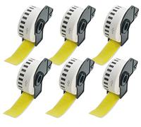 BETCKEY - 6 DK-22210 Rouleau de Papier Continu Compatible avec Brother, 29mm x 30.48m, 6 Étiquettes Couleur Jaune pour Imprimantes d'Étiquettes QL Brother