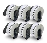 BETCKEY - 6 DK-22210 Rouleau de Papier Continu Compatible avec Brother, 29mm x 30.48m, 6 Étiquettes pour Imprimantes d'Étiquettes QL Brother