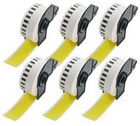 BETCKEY - 6 DK-22214 Rouleau de Papier Continu Compatible avec Brother, 12mm x 30.48m, 6 Étiquettes Couleur Jaune pour Imprimantes d'Étiquettes QL Brother