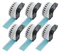 BETCKEY - 6 DK-22214 Rouleau de Papier Continu Compatible avec Brother, 12mm x 30.48m, 6 Étiquettes Couleur Bleu pour Imprimantes d'Étiquettes QL Brother