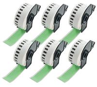 BETCKEY - 6 DK-22214 Rouleau de Papier Continu Compatible avec Brother, 12mm x 30.48m, 6 Étiquettes Couleur Vert pour Imprimantes d'Étiquettes QL Brother