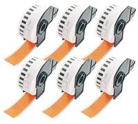 BETCKEY - 6 DK-22214 Rouleau de Papier Continu Compatible avec Brother, 12mm x 30.48m, 6 Étiquettes Couleur Orange pour Imprimantes d'Étiquettes QL Brother