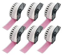 BETCKEY - 6 DK-22214 Rouleau de Papier Continu Compatible avec Brother, 12mm x 30.48m, 6 Étiquettes Couleur Rose pour Imprimantes d'Étiquettes QL Brother