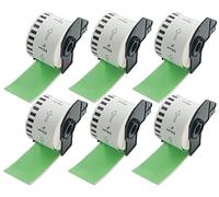 BETCKEY - 6 DK-22223 Rouleau de Papier Continu Compatible avec Brother, 50mm x 30.48m, 6 Étiquettes Couleur Vert pour Imprimantes d'Étiquettes QL Brother