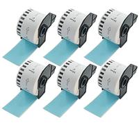 BETCKEY - 6 DK-22223 Rouleau de Papier Continu Compatible avec Brother, 50mm x 30.48m, 6 Étiquettes Couleur Bleu pour Imprimantes d'Étiquettes QL Brother