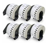 BETCKEY - 6 DK-22225 Rouleau de Papier Continu Compatible avec Brother, 38mm x 30.48m, 6 Étiquettes Amovibles pour Imprimantes d'Étiquettes QL Brother