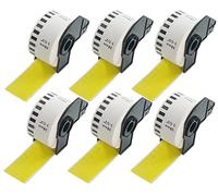 BETCKEY - 6 DK-22225 Rouleau de Papier Continu Compatible avec Brother, 38mm x 30.48m, 6 Étiquettes Couleur Jaune pour Imprimantes d'Étiquettes QL Brother