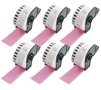 BETCKEY - 6 DK-22225 Rouleau de Papier Continu Compatible avec Brother, 38mm x 30.48m, 6 Étiquettes Couleur Rose pour Imprimantes d'Étiquettes QL Brother