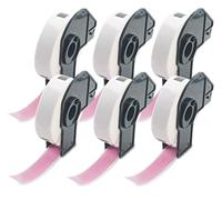 BETCKEY - 6 Rouleaux DK-11203 Étiquettes de Dossier de Fichiers Compatible avec Brother, 17mm x 87mm, 1800 Étiquettes Couleur Rose pour Imprimantes d'Étiquettes QL Brother