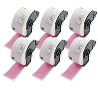 BETCKEY - 6 Rouleaux DK-11208 Grandes Étiquettes d'Adresse Compatible avec Brother, 38mm x 90mm, 2400 Étiquettes Couleur Rose pour Imprimantes d'Étiquettes QL Brother