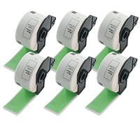 BETCKEY - 6 Rouleaux DK-11208 Grandes Étiquettes d'Adresse Compatible avec Brother, 38mm x 90mm, 2400 Étiquettes Couleur Vert pour Imprimantes d'Étiquettes QL Brother
