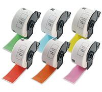 BETCKEY - 6 Rouleaux DK-11208 Grandes Étiquettes d'Adresse Compatible avec Brother, 38mm x 90mm, 2400 Étiquettes Couleur Mélange de couleurs pour Imprimantes d'Étiquettes QL Brother