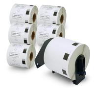 BETCKEY - 6 Rouleaux DK-11209 Petites Étiquettes d'Adresse Compatible avec Brother, 62mm x 29mm, 4800 Étiquettes pour Imprimantes d'Étiquettes QL Brother (1 Fixateurs Réutilisables)